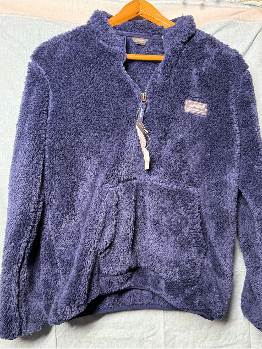 Eddie Bauer Navy Plush Sherpa Pullover